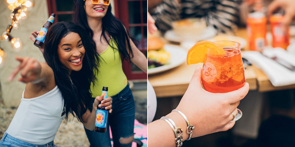 combined image of women enjoying beer and spritz