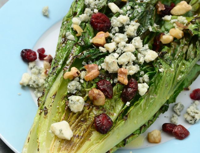 Grilled Romaine with Stout Bacon Vinaigrette